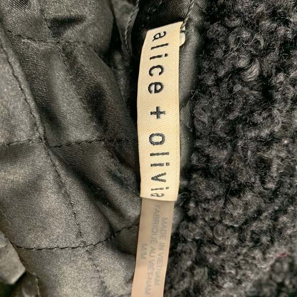 ALICE + OLIVIA Black Textured Polyester Shawl Collar Coat - Picture 5 of 5